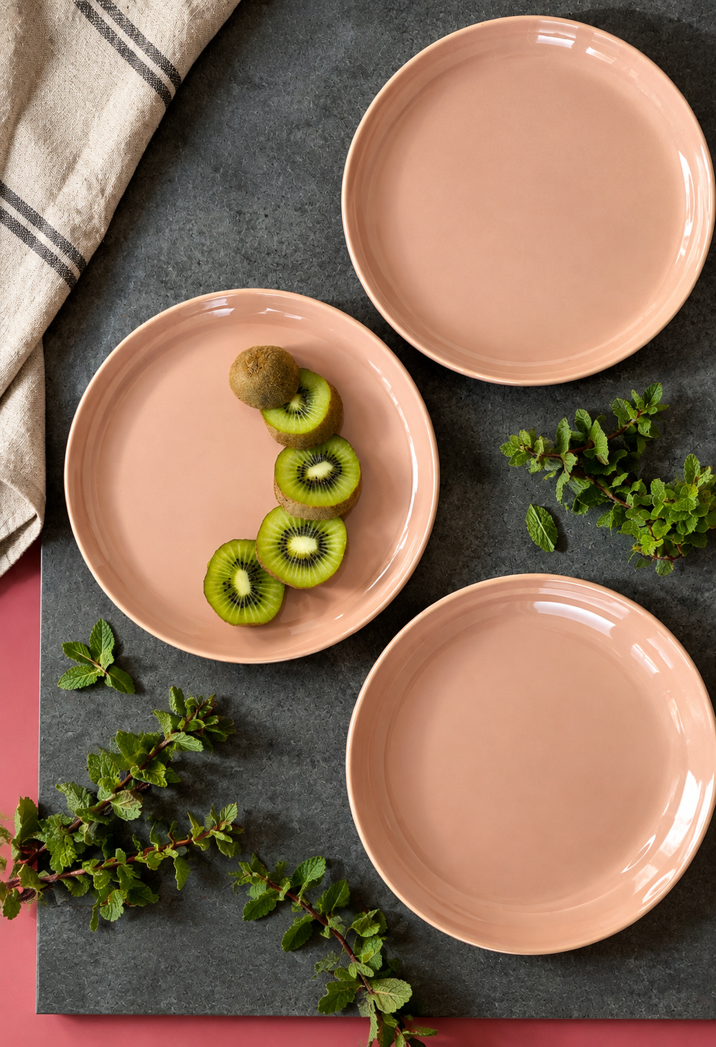 Elements Pink Salmon Dinnerware Set 12 Pieces