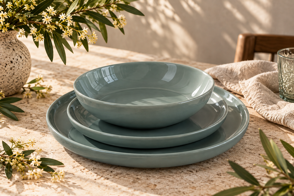 Elements Green Olive Dinnerware Set 12 Pieces