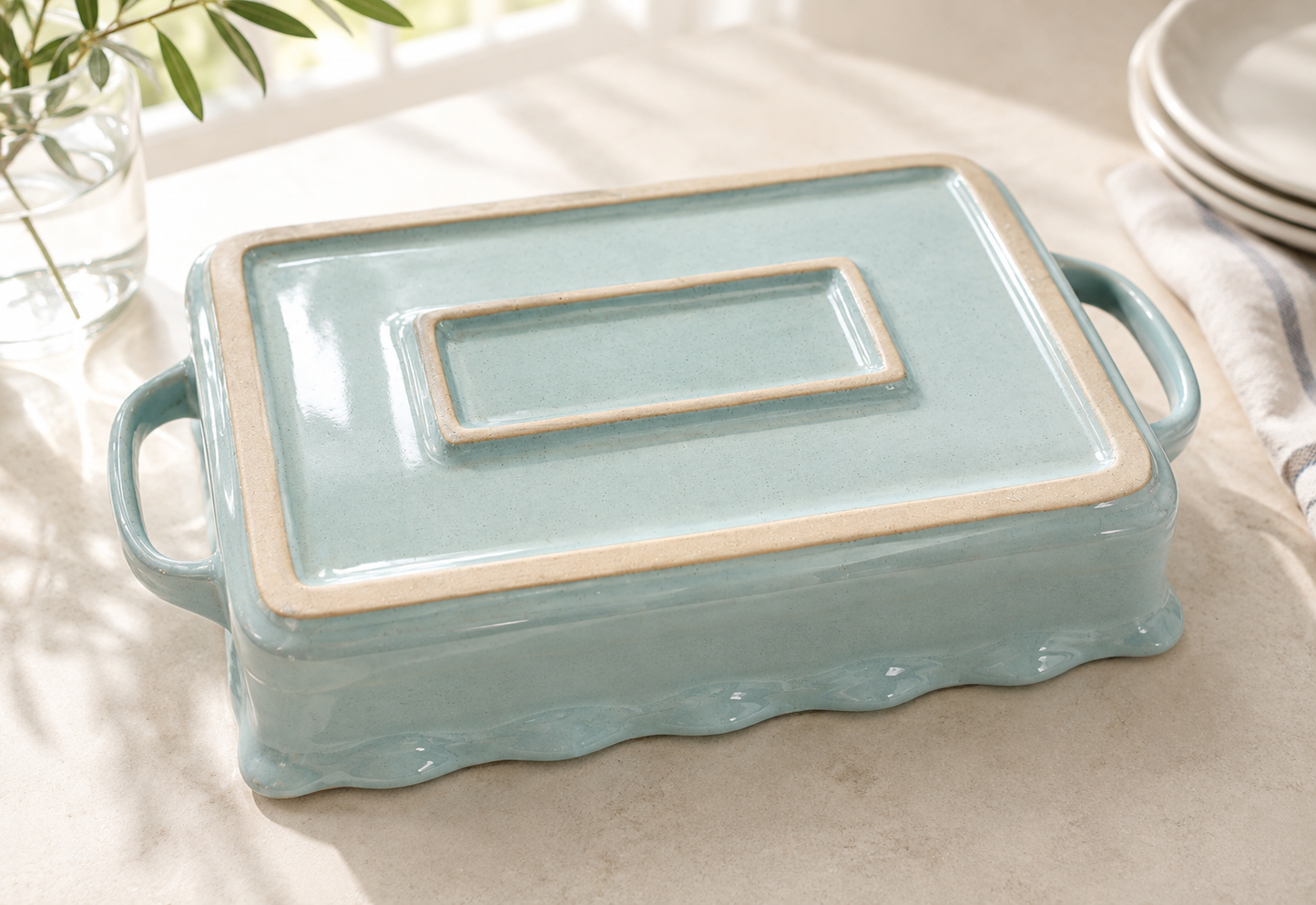 Mira Large Rectangular Baker – Seafoam Reactive