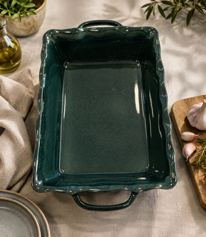 Mira Large Rectangular Baker – Forest Green Reactive