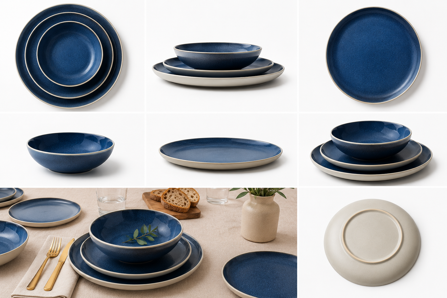 Silhouette Dark Blue Dinnerware Set of 12