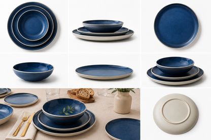 Silhouette Dark Blue Dinnerware Set of 12