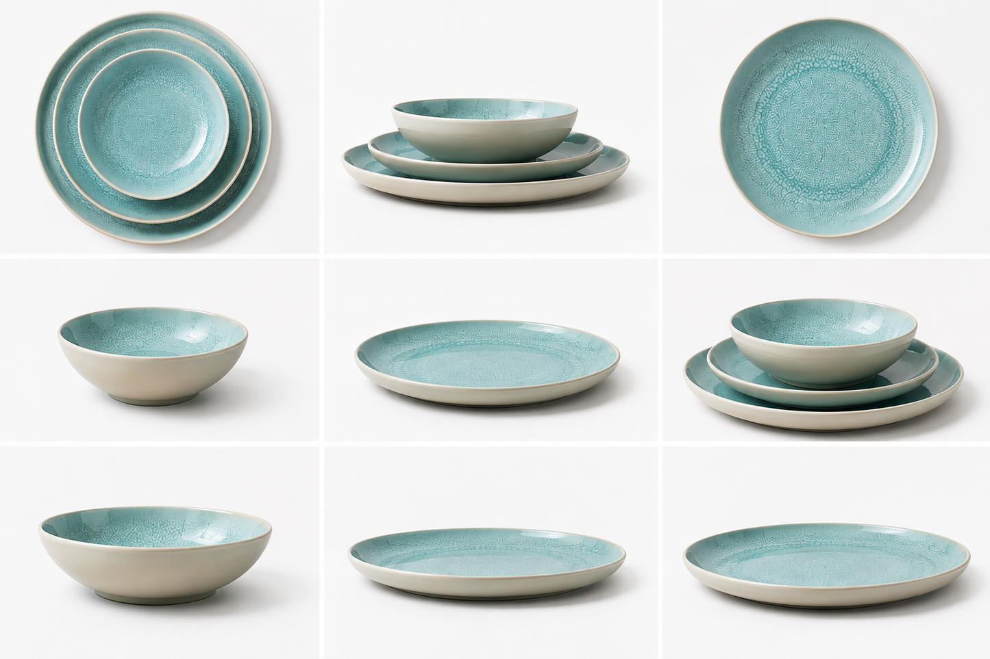 Silhouette Acqua Reactive Dinnerware Set of 12
