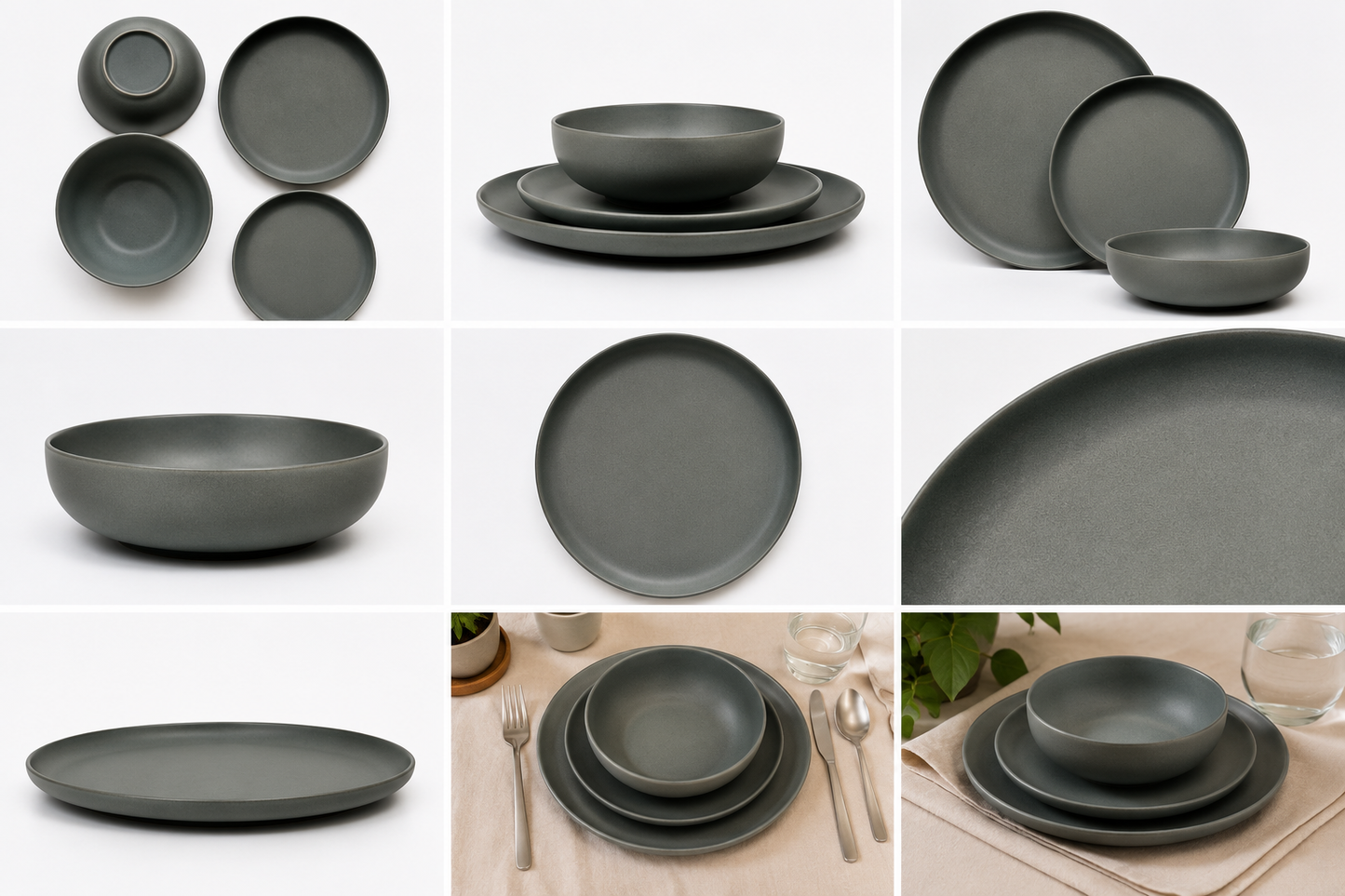 Silhouette Graphite Dinnerware Set of 12