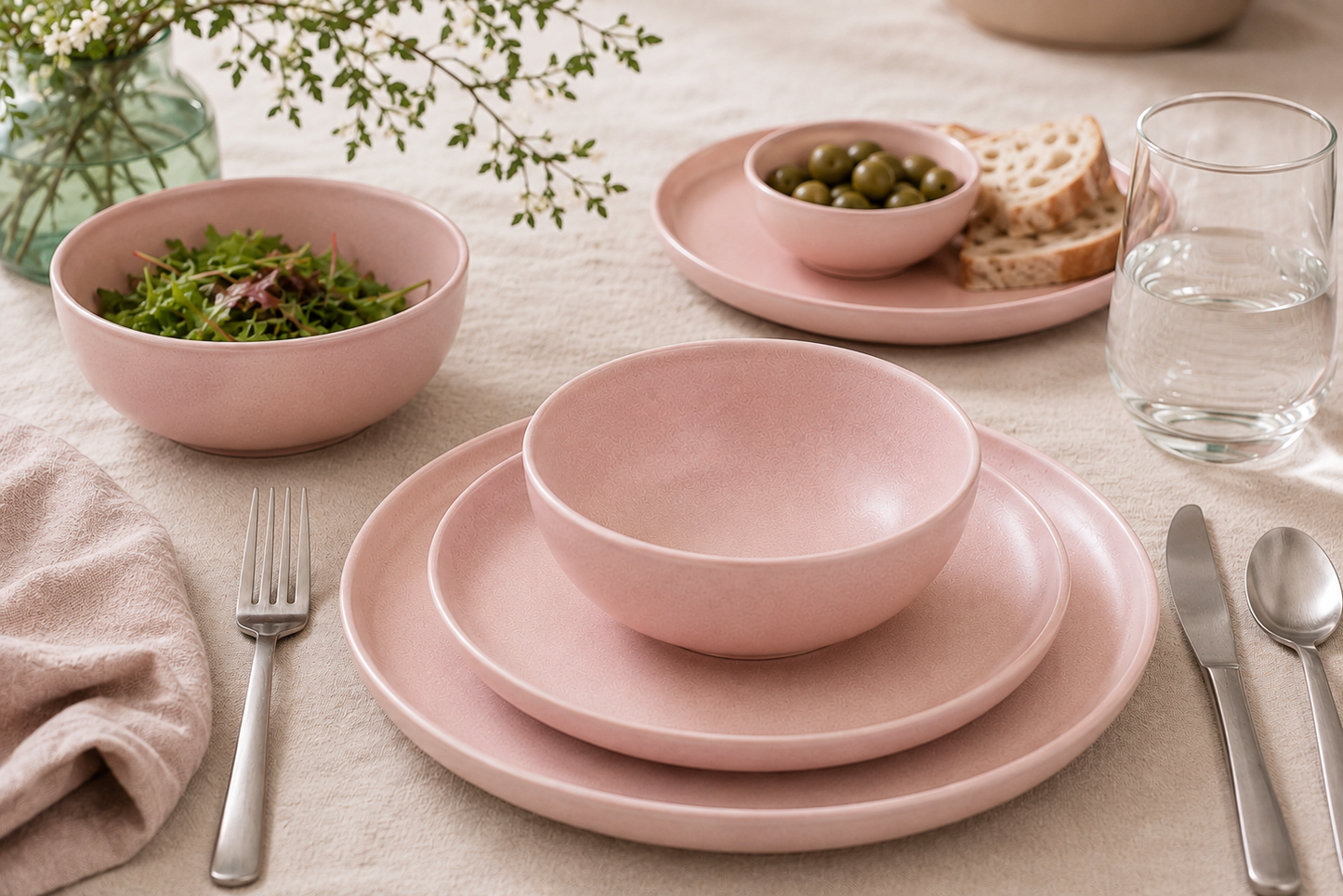 Silhouette Blush Dinnerware Set of 12
