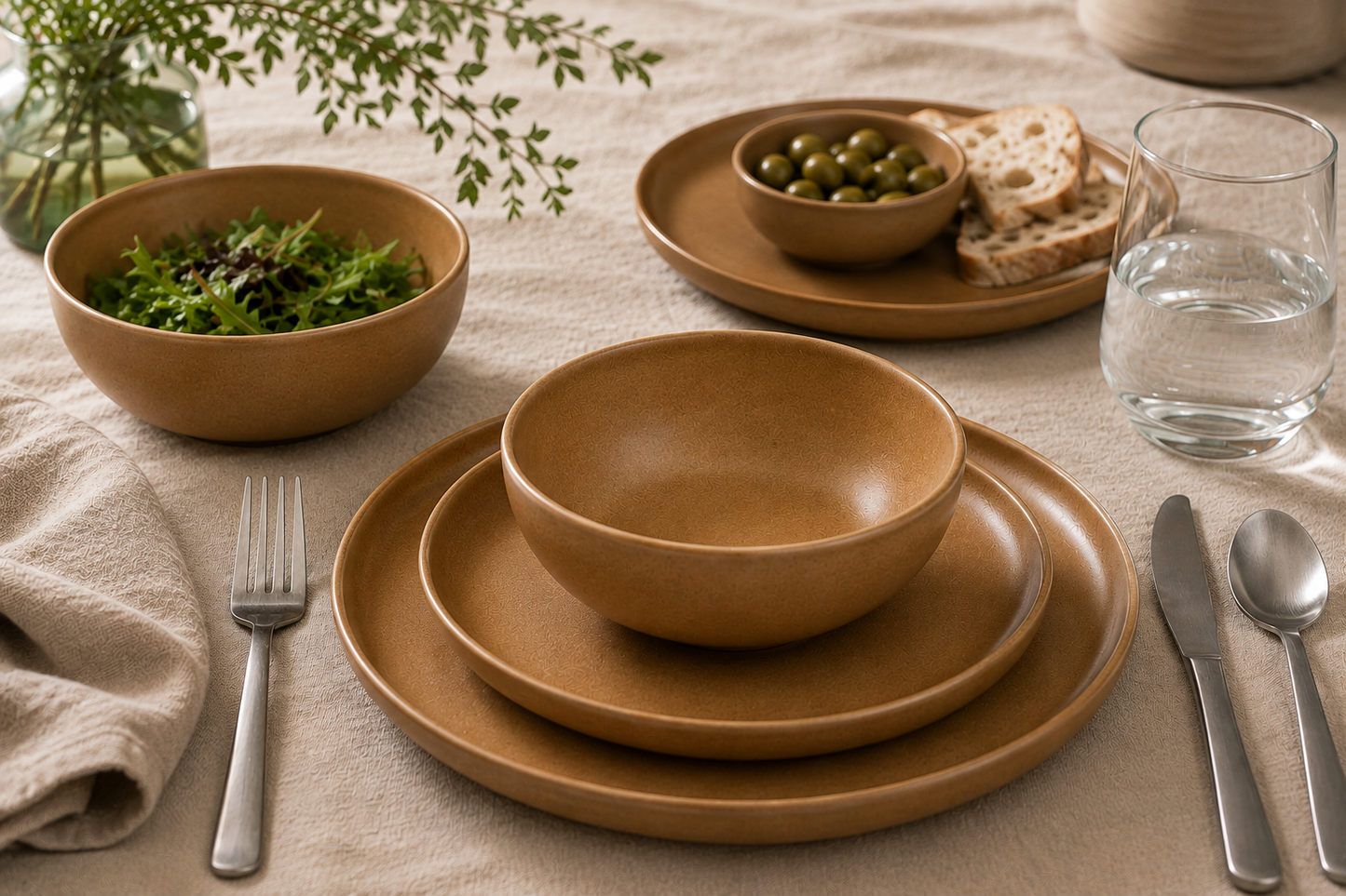 Silhouette Caramel Dinnerware Set of 12