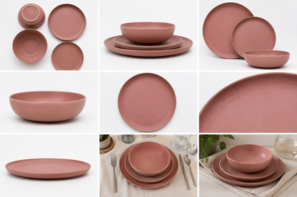 Silhouette Rusty Rose Dinnerware Set of 12