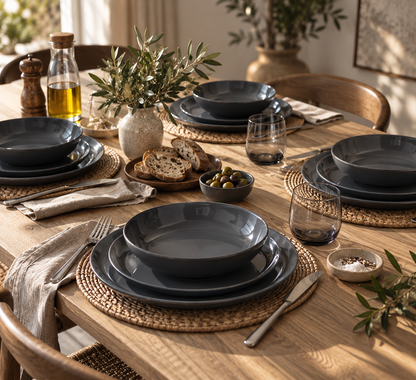 Elements Fossil Grey Dinnerware Set 12 Pieces