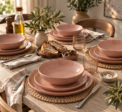 Elements Pink Salmon Dinnerware Set 12 Pieces