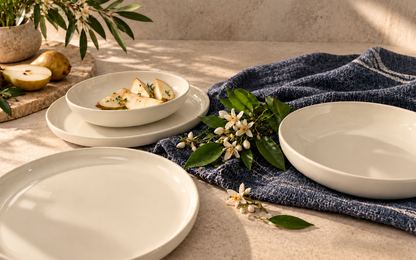 Elements White Beige Dinnerware Set 12 Pieces