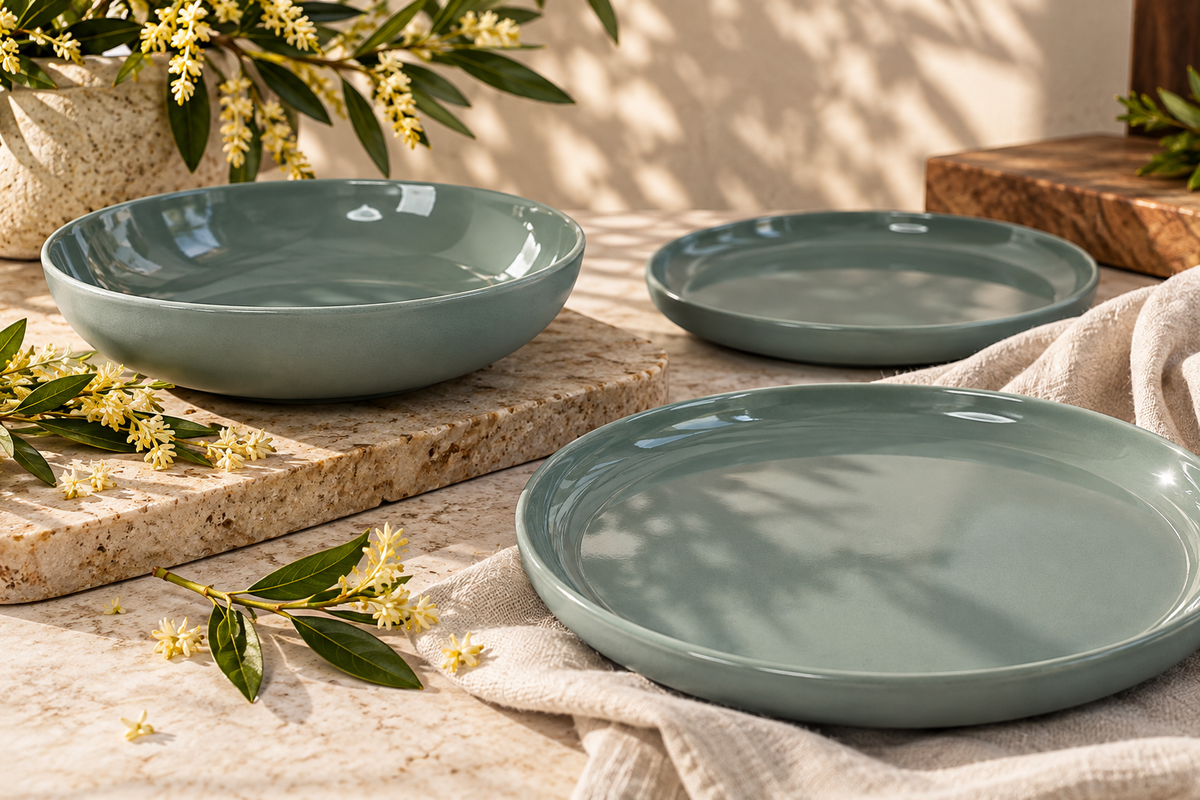 Elements Green Olive Dinnerware Set 12 Pieces