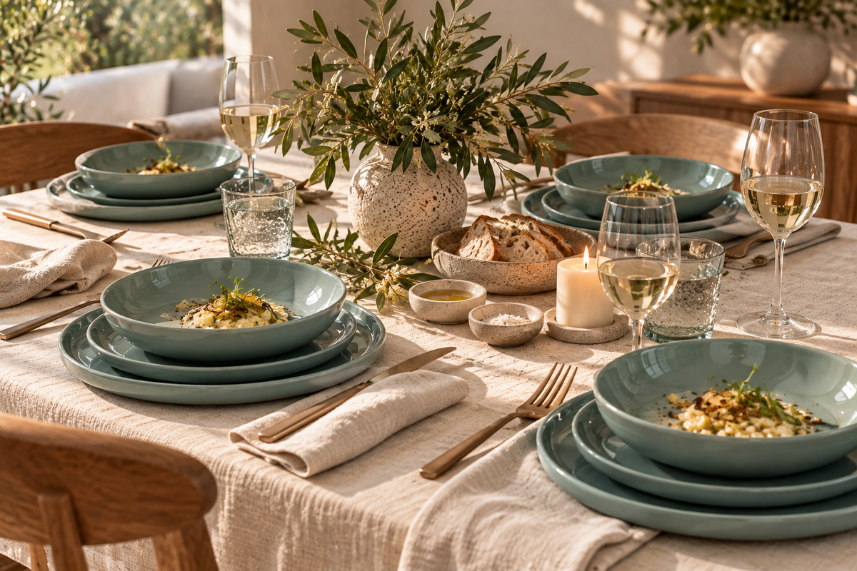 Elements Green Olive Dinnerware Set 12 Pieces