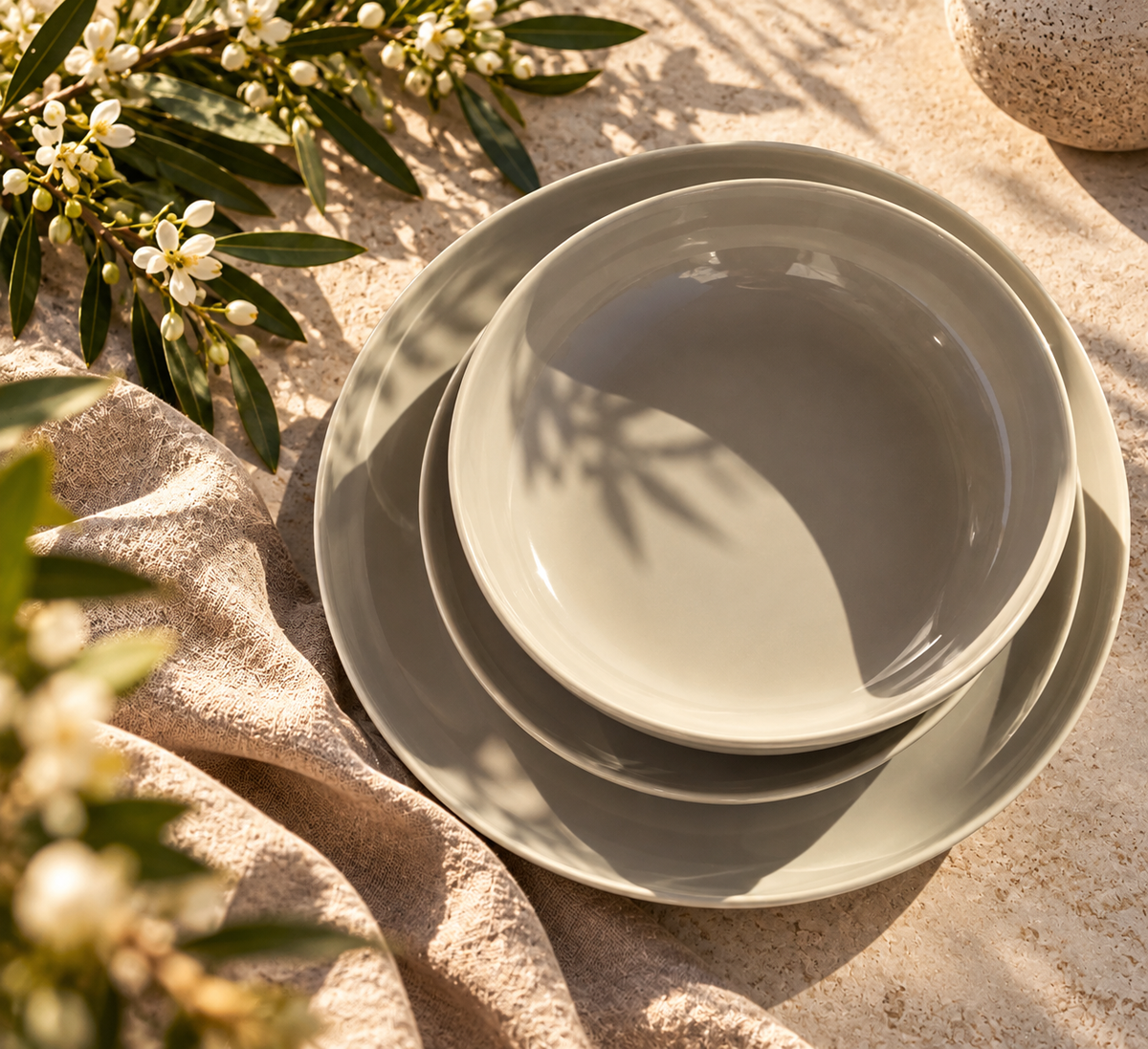 Elements Silver Sand Dinnerware Set 12 Pieces