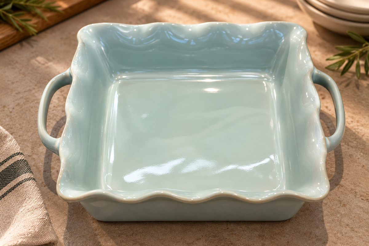Conjunto de 2 Travessas de Forno Quadradas Mira – Verde-Água Reativo