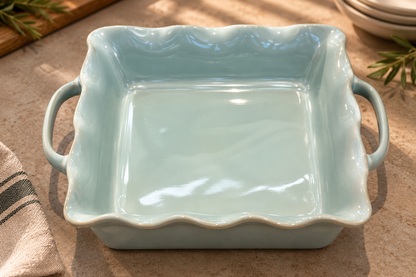 Conjunto de 2 Travessas de Forno Quadradas Mira – Verde-Água Reativo