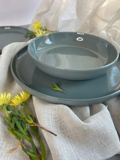 Elements Green Olive Soup Plate and dinner plate