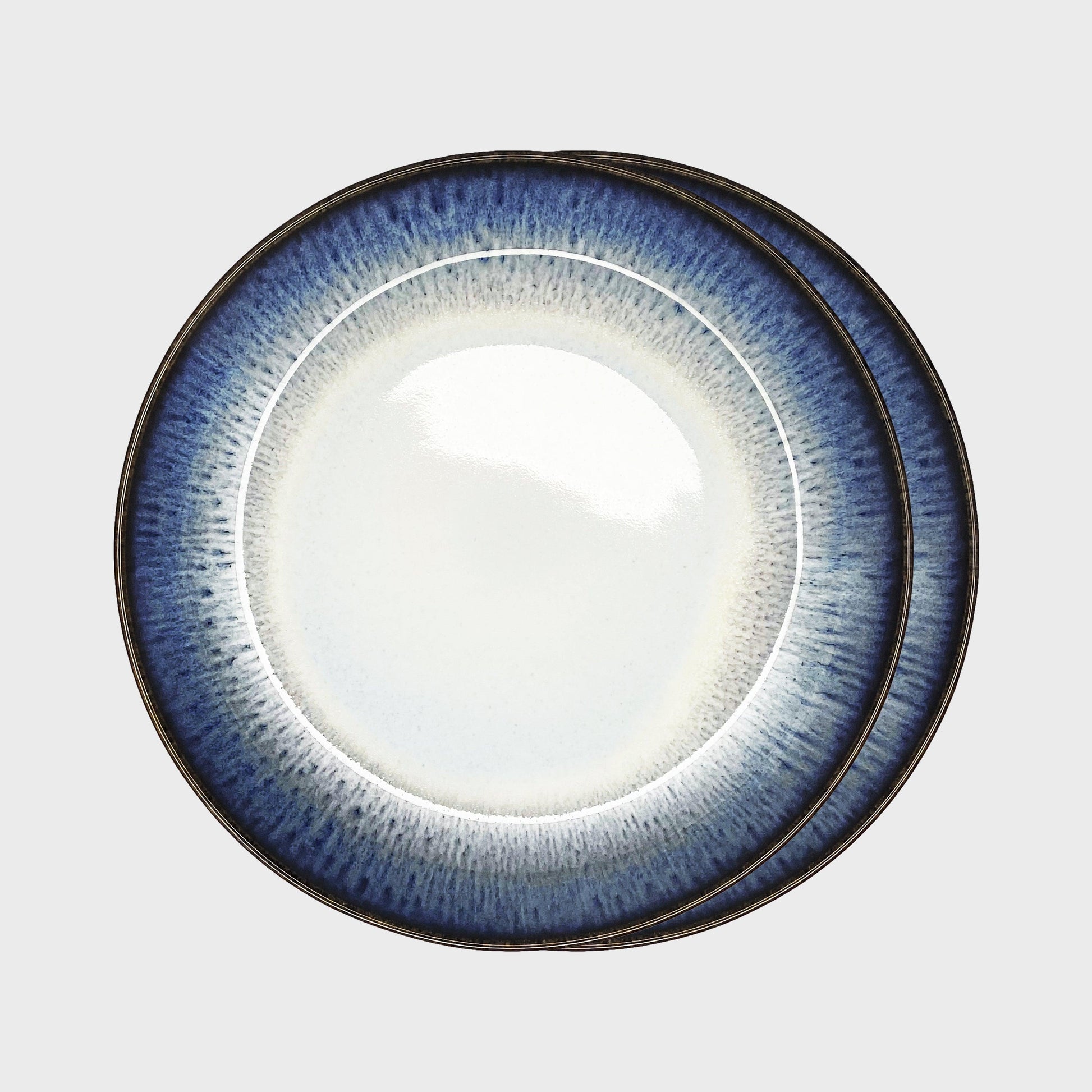 Colorful reactive blue and white soup plate set of 2 Aime Collection