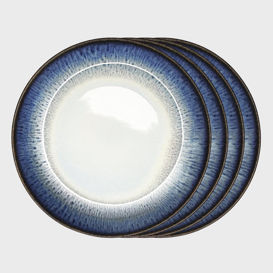 Colorful reactive blue and white soup plate set of 4 Aime Collection