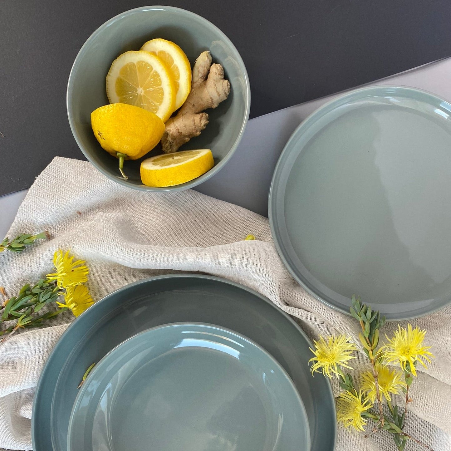 Terrea Home Green Dinner Plates