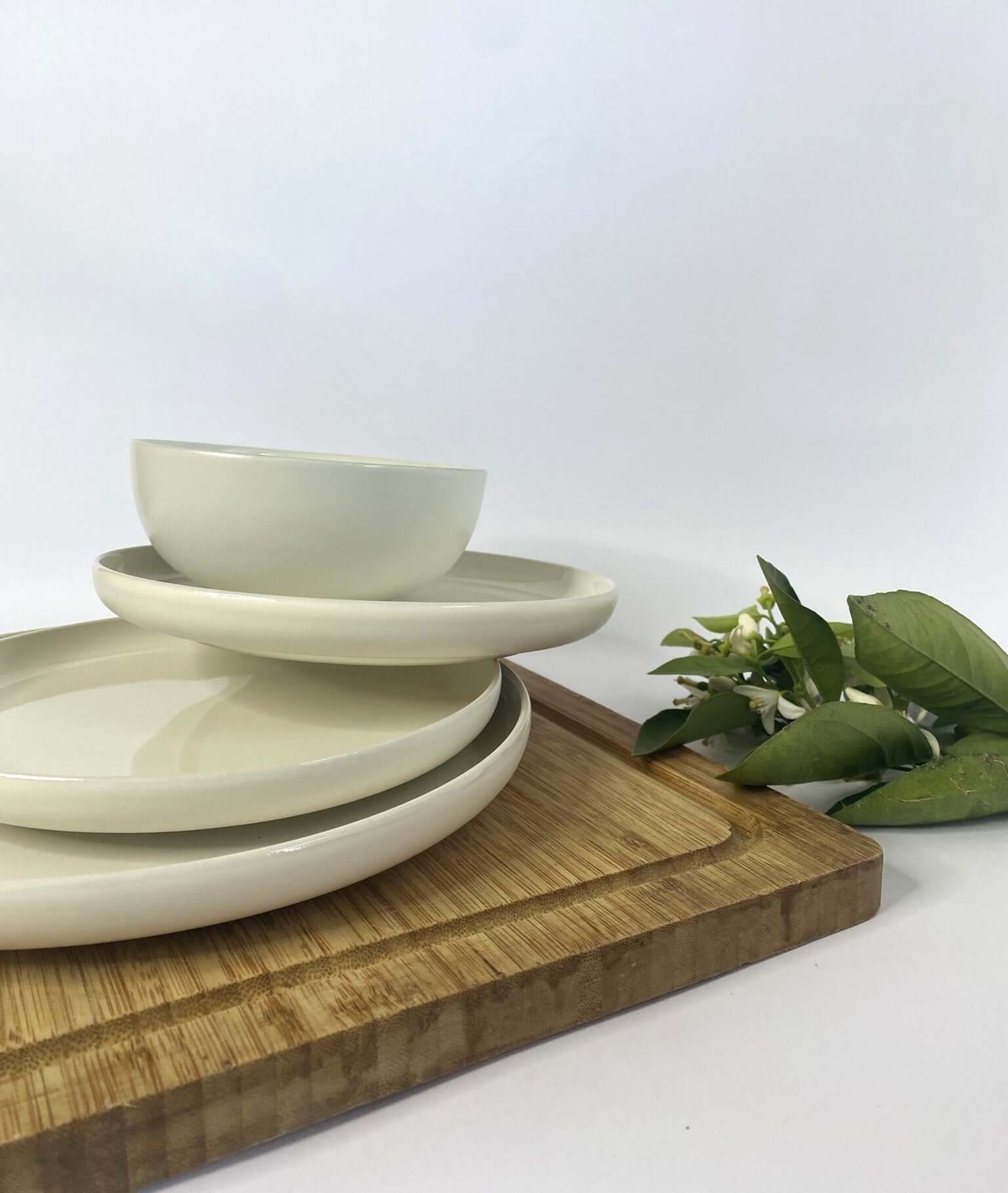 Elements Schalen 2er-Set aus Steinzeug – Weiß-Beige – Terrea Home