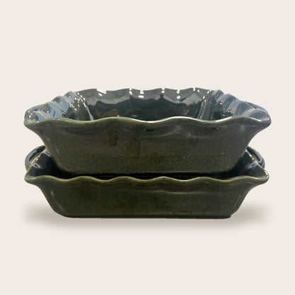Conjunto de 2 Travessas de Forno Quadradas Mira – Verde Floresta Reativo